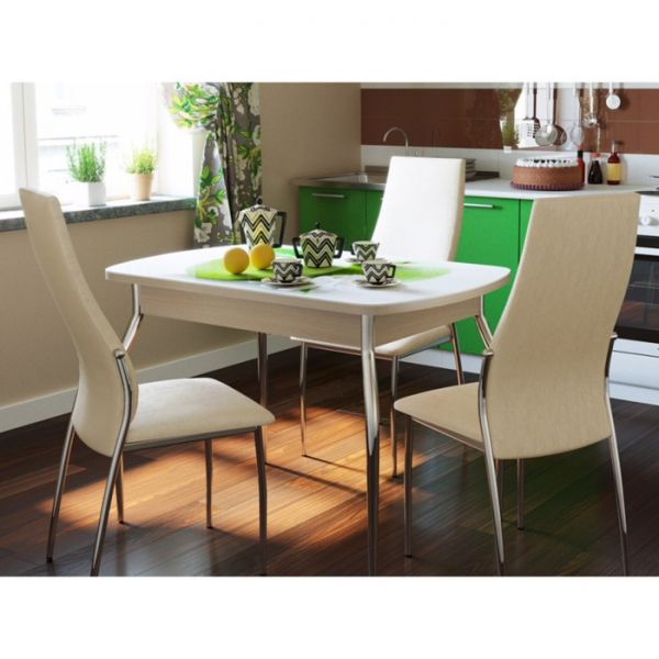 Стол "Грация" нераздвижной 1,1 м, покрытие стекло, механизм бабочка, белёный дуб