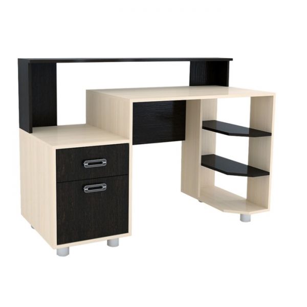 Стол компьютерный Альянс 4, 1280х550х910, Бодега светлый/Темный