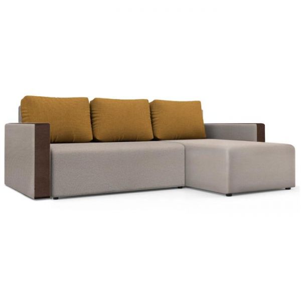 Угловой диван «Алиса 3», рогожка, цвет savana chocolate / savana camel / мarvel dark brown
