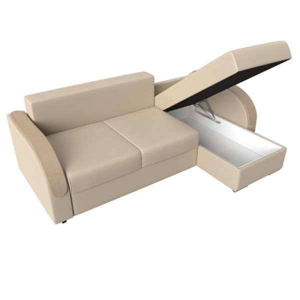 Угловой диван «Дарси», механизм еврокнижка, экокожа, цвет бежевый