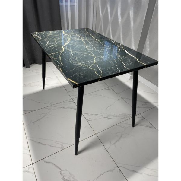 Нераздвижной стол «Конус», 1100 ? 700 мм, фотопечать, цвет чёрно-золотой мрамор