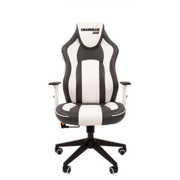 Игровое кресло "Chairman game" 23 экопремиум серый/белый