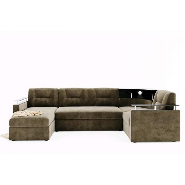 Диван «Титаник» с подсветкой, механизм дельфин, угол правый, ЛДСП венге, цвет селфи 01