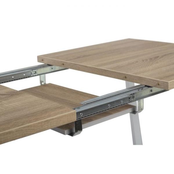 Стол АТЛАНТ-09 1620/2220*950х750 Дуб Бардалино серый/Опора АТЛАНТ-Белый глянец