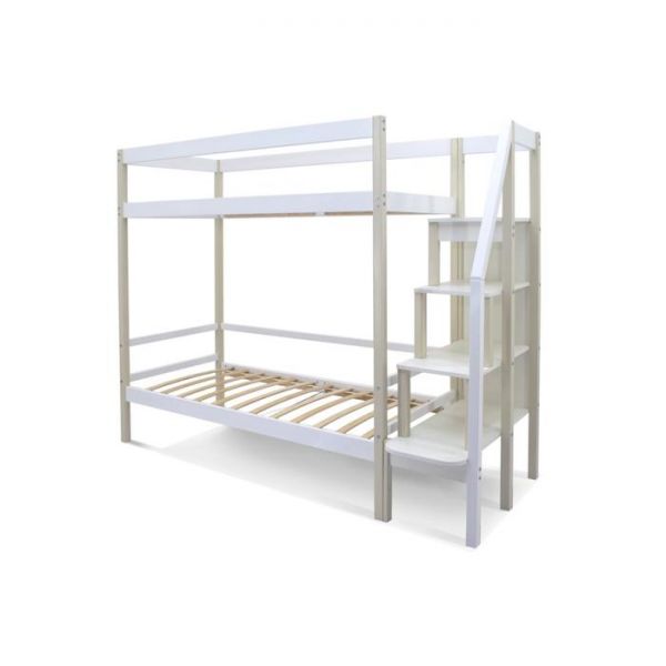 Детская двухъярусная кровать Бельмарко Svogen бежево-белый