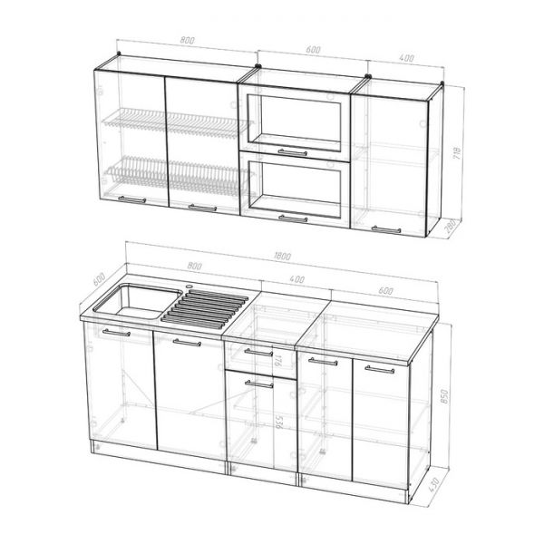 Кухонный гарнитур Алина макси, 1800 мм