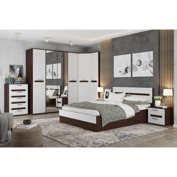 Шкаф для платья и белья МИШЕЛЬ 452х577х2270 венге цаво/МДФ белый страйп