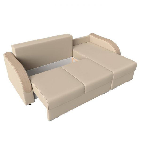 Угловой диван «Дарси», механизм еврокнижка, экокожа, цвет бежевый