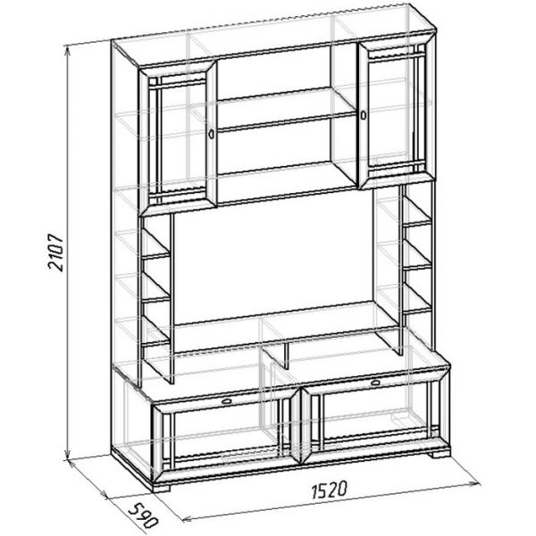 Шкаф Sherlock 1, 1520 ? 590 ? 2107 мм, цвет ясень анкор светлый