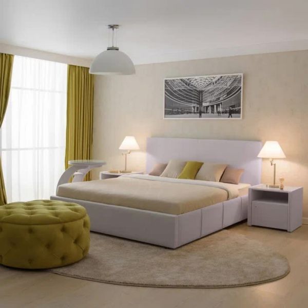 Кровать «Атриум» с ПМ, 1400 ? 2000 мм, 1 ящик, велюр, цвет velutto 10