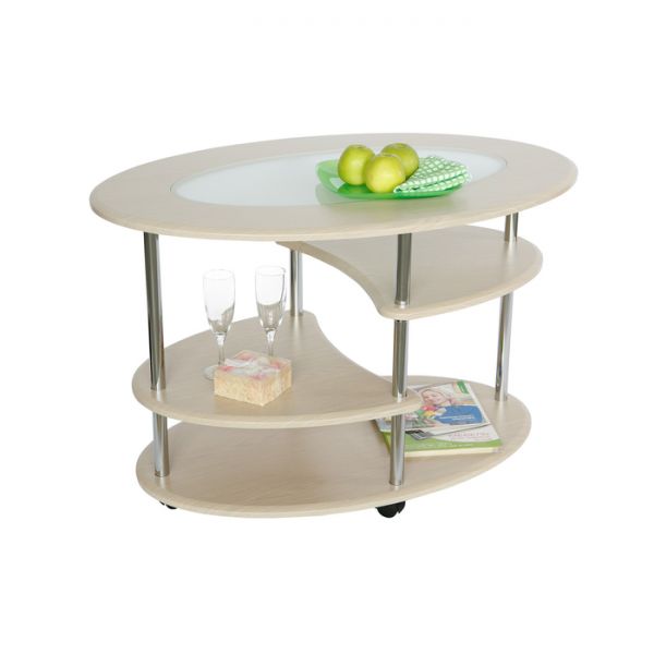 Стол журнальный «Эллипс», со стеклом сжс-01, 900 ? 600 ? 570 мм, цвет дуб белёный