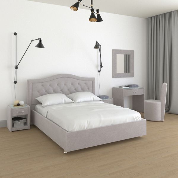 Кровать «Ротонда» с ПМ, 140 ? 200 см, ортопедическое основание, рогожка, цвет серый