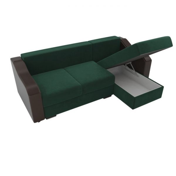 Угловой диван «Монако», механизм еврокнижка, велюр, цвет бежевый / коричневый