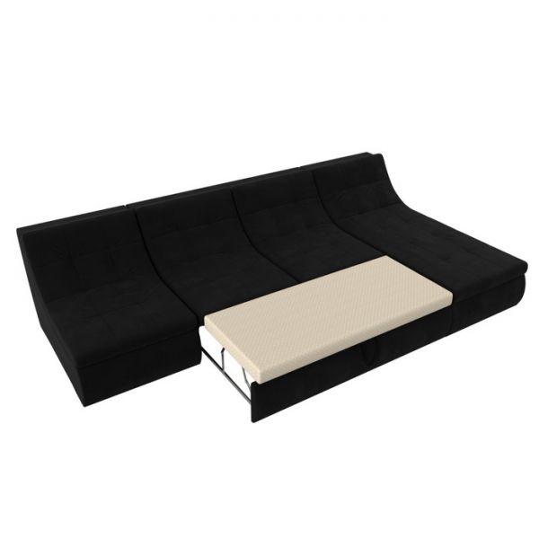 Угловой модульный диван «Холидей», механизм дельфин, микровельвет, цвет чёрный