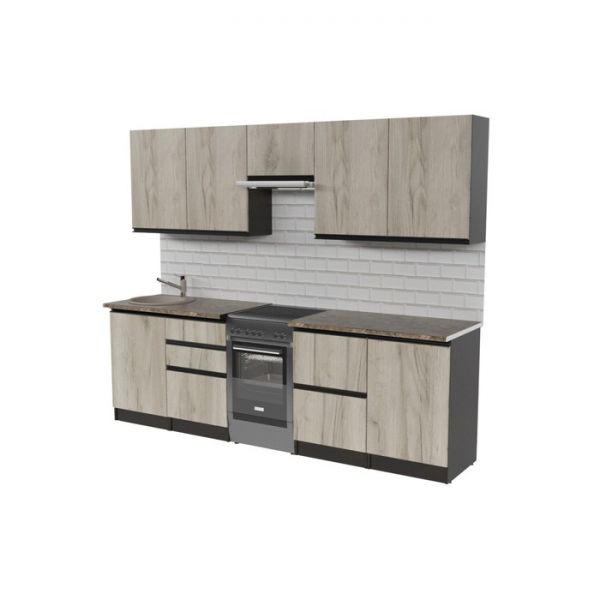 Кухонный гарнитур Равенна мега 2500х600 Венге/Алмабра темная/Дуб браун