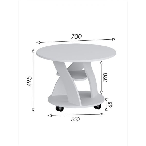 Стол журнальный 1, 700 ? 700 ? 495 мм, цвет белый