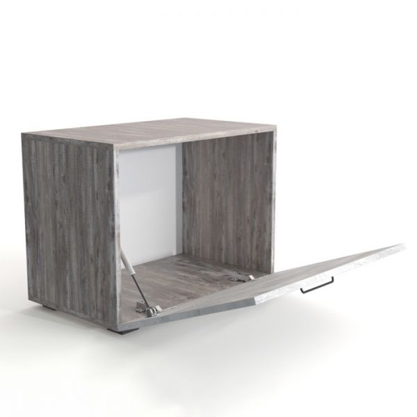 Пуф-обувница «Грейвуд», 600 ? 350 ? 410 мм, цвет пайн бетон тёмный / пайн бетон светлый