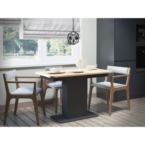 Стол обеденный раскладной СО-3, 1200(1500)х650х756, антрацит/дуб крафт золотой