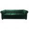 Диван "Честерфилд", 3х местный, экокожа темно-зеленая