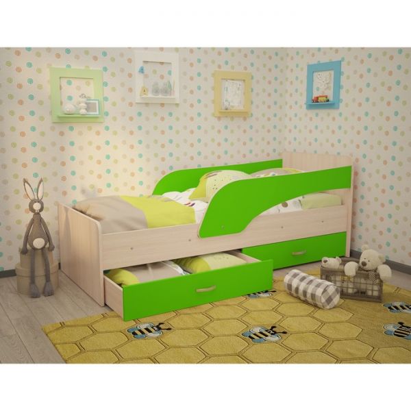 Кровать Кроха с бортиком Зеленый 800х1900