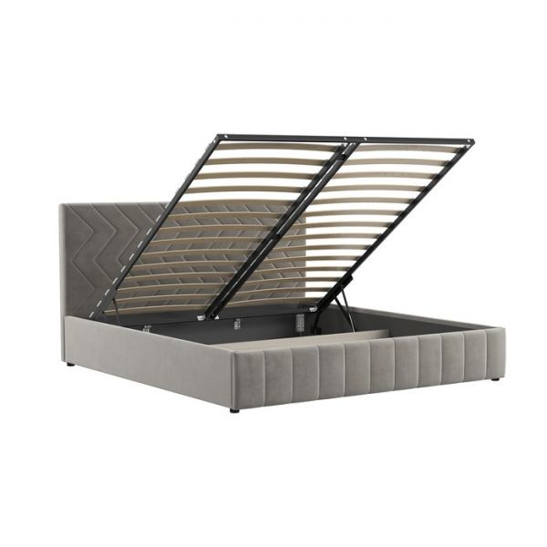 Кровать Милана, 1800х2000, ортопедическое осн+ПМ, Лекко фог/Светлый кварцевый серый