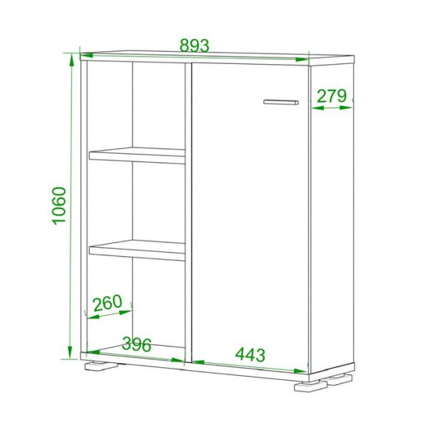 Стеллаж, 890 ? 300 ? 1100 мм, цвет нельсон