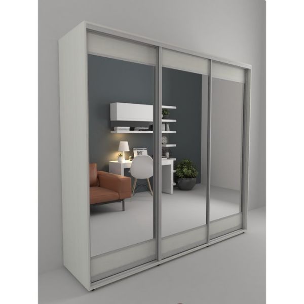 Шкаф-купе «Акцент-Лайт ЗЗ», 1500 ? 600 ? 2310 мм, ЛДСП, зеркало, цвет выбеленное дерево