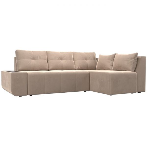 Угловой диван «Амадэус», правый угол, велюр, цвет бежевый