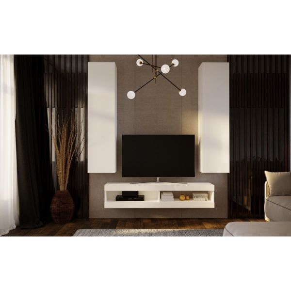 Гостиная подвесная Флорис, Белый глянец/Белый