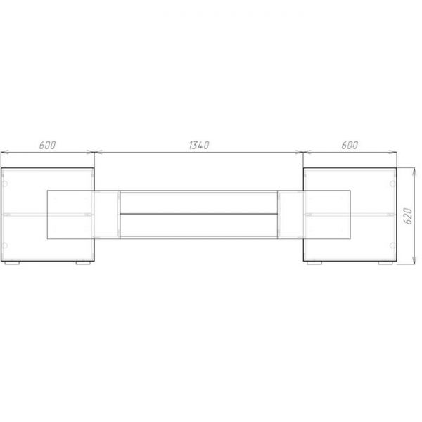 Тумба ТВ Инкастро 2580х610х373 Белый/Бетон светлый ЛДСП