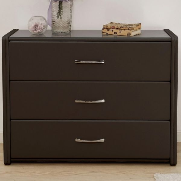 Комод «Алеро», 3 ящика, 1010 ? 375 ? 765 мм, экокожа, стекло, цвет взбитые сливки