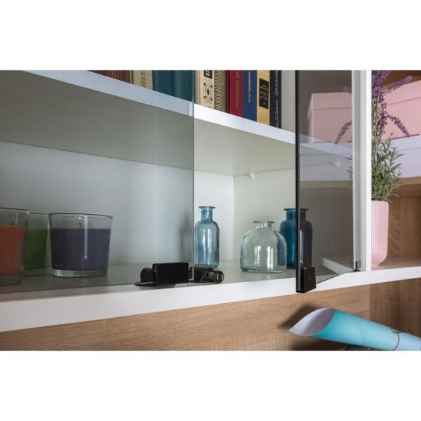 Стол компьютерный с системой хранения Микс 12.92, 1900х591х2103, Дуб сонома/Белый шагрень