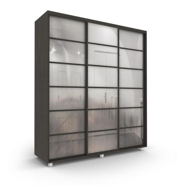 Шкаф-купе Стильный зеркало Венге тёмный/Белый 2100х600х2300