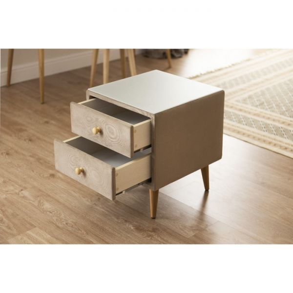 Тумба «Олимпия», 2 ящика, стекло, велюр, цвет velutto 05