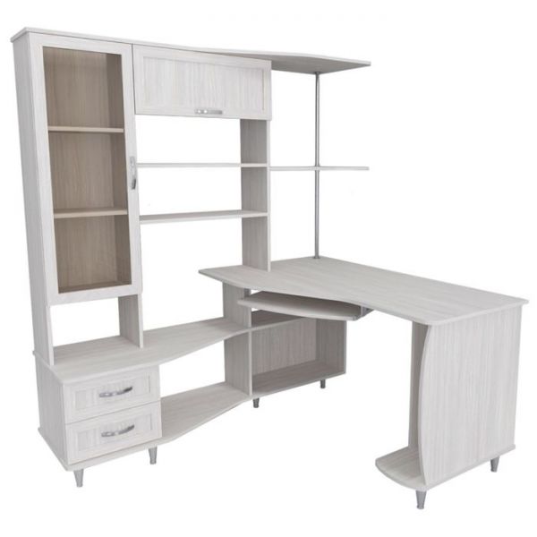 Стол компьютерный Альфа-4 планка Левый Дуб молочный/венге