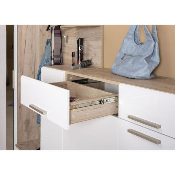 Комод Лайн 13.121, 900х350х1292, Дуб серый Крафт/Белый глянец