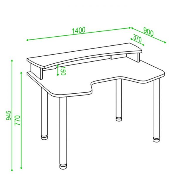 Стол с надстройкой «СКЛ Игр120МО», 1200 ? 900 ? 945 мм, цвет чёрный