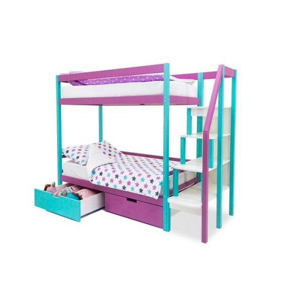 Детская двухъярусная кровать Бельмарко Svogen мятный-лаванда