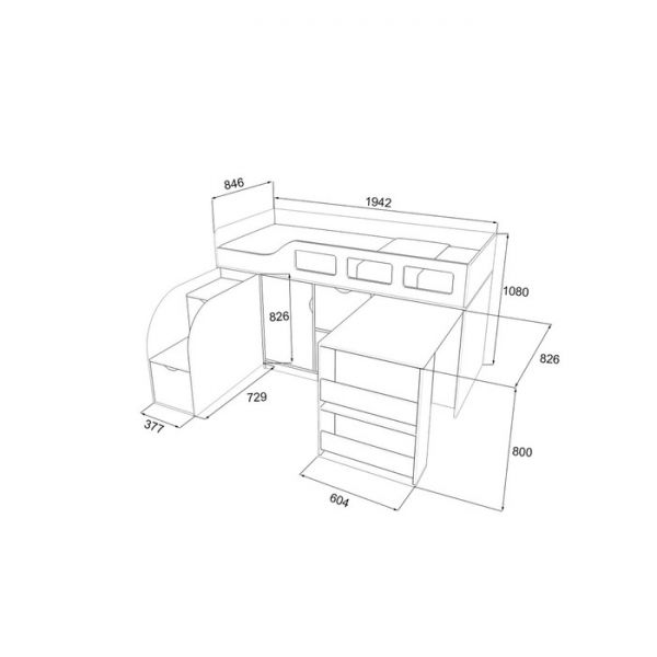 Детская кровать-чердак «Астра 8», цвет дуб молочный/оранжевый