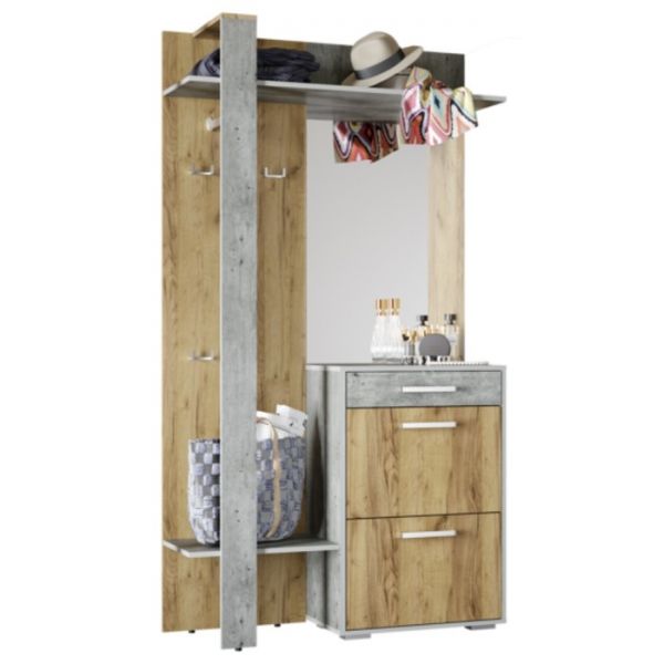 Прихожая Вешалка Кензо 1100х368х2000 крафт/метрополитан грей