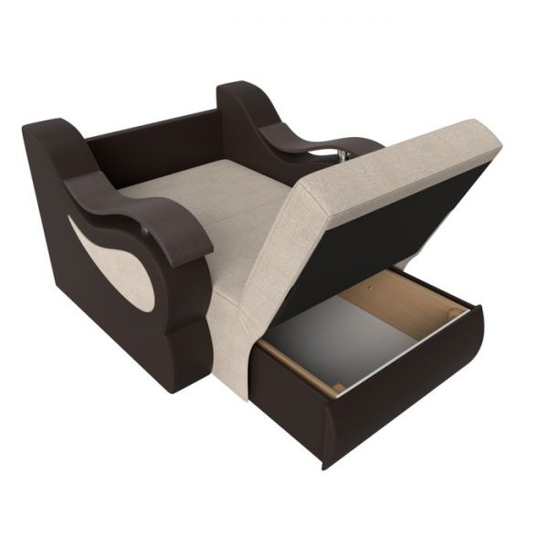 Кресло-кровать «Меркурий», механизм аккордеон, цвет рогожка корфу 02 / коричневый вельвет