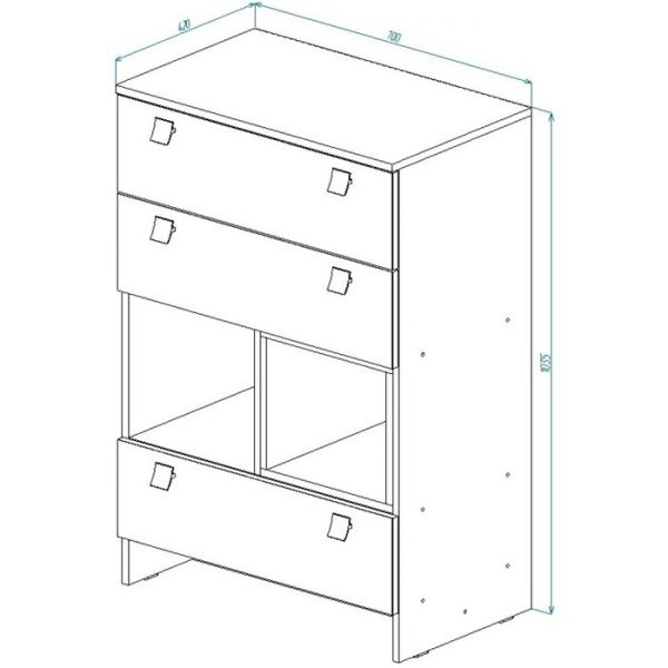 Комод для детской Футбол 1035х700х420 Серый/Красный/Ясень Шимо Светлый/ Красный