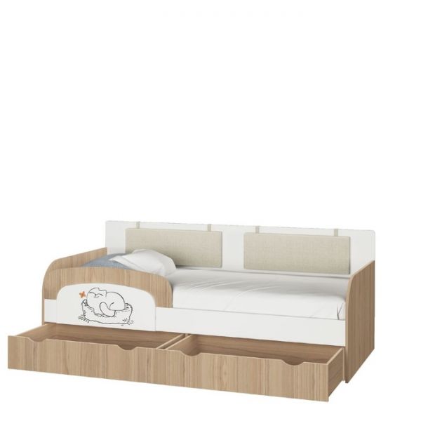 Кровать-тахта «Кот 900.4», 2000 х 900 мм, без подушек, цвет туя светлая / белый