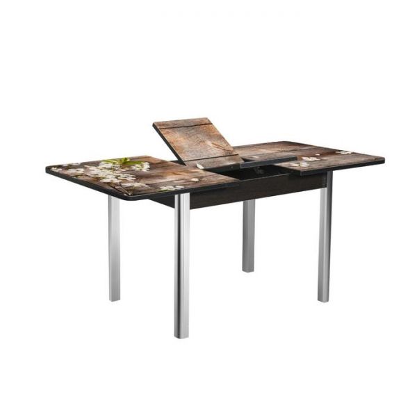 Стол раздвижной «Победа», 1200(1550) ? 800 ? 750 мм, хром, цвет белёный дуб / клетка 2