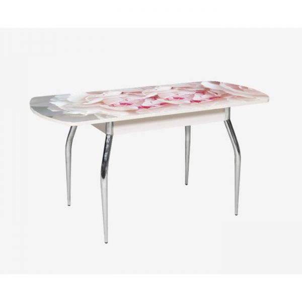 Стол раздвижной «Грация», 1100(1450) ? 700 ? 750 мм, глянец, хром, цвет белёный дуб / R045