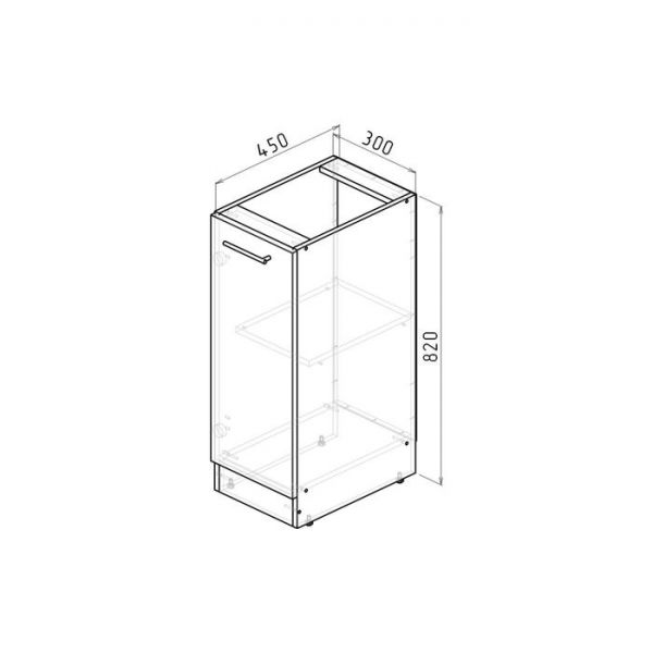 Шкаф напольный Лира 300х600 850 с 1 дверцей  белый/Квадро шимо светлый/малага