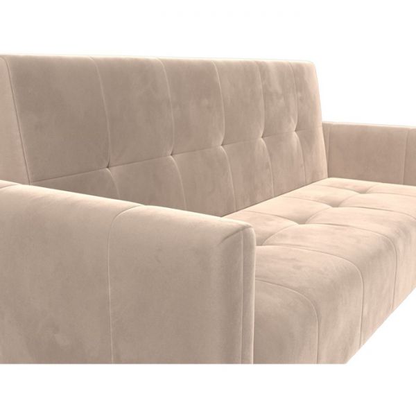 Прямой диван-книжка «Вест», механизм книжка, велюр, цвет бежевый