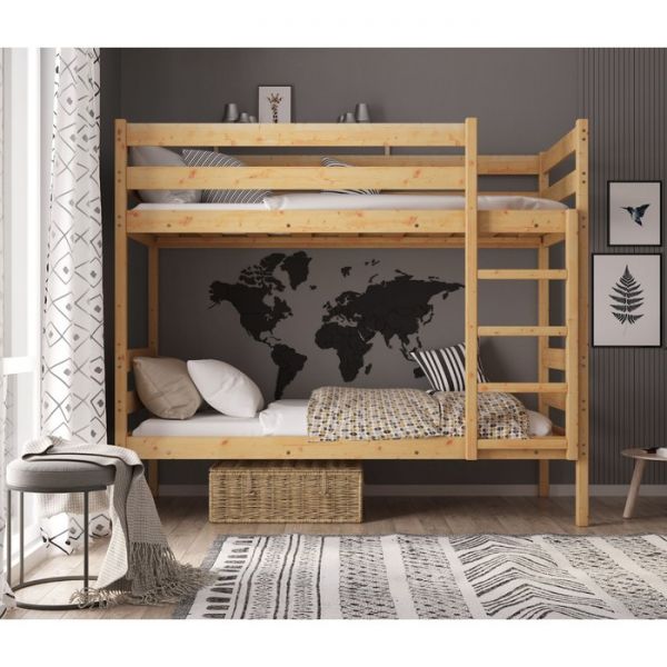 Двухъярусная кровать «К2», 80 ? 200 см, массив сосны, без покрытия
