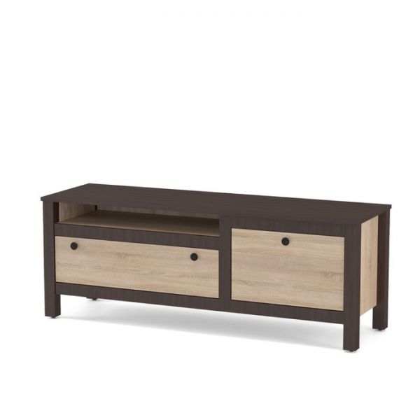 Тумба под ТВ Сканди, 1396х420х512, Дуб сонома/Венге