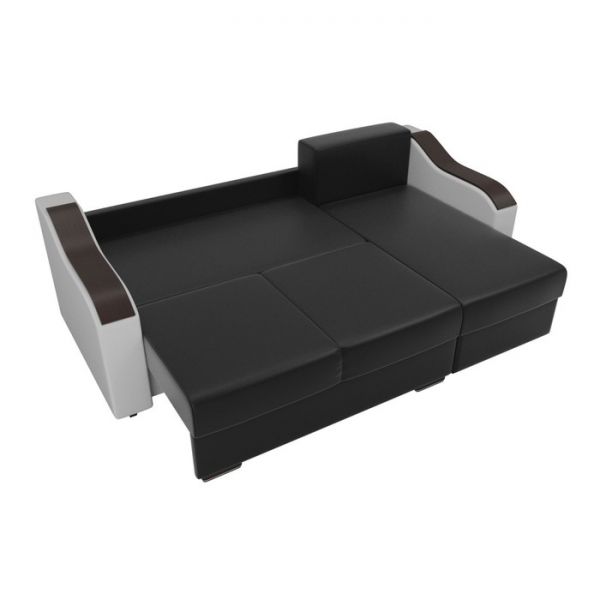 Угловой диван «Монако», механизм еврокнижка, экокожа, цвет бежевый / коричневый